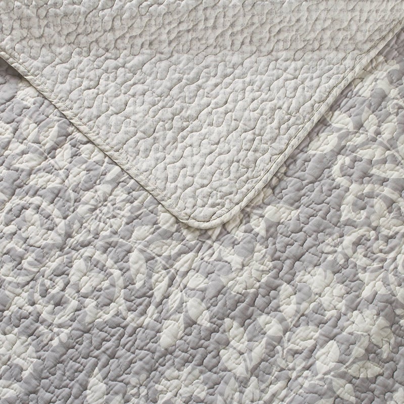 Laura Ashley - Twin Quilt Set, Reversible Cotton Bedding with Matching Sham, Home Decor for All Seasons (Rowland Grey, Twin) - Image 3